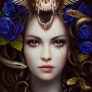 Medusa With Blue Roses