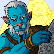 Blue Elf Reading Newspaper