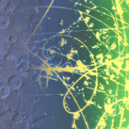 Particle Trails Over Moon